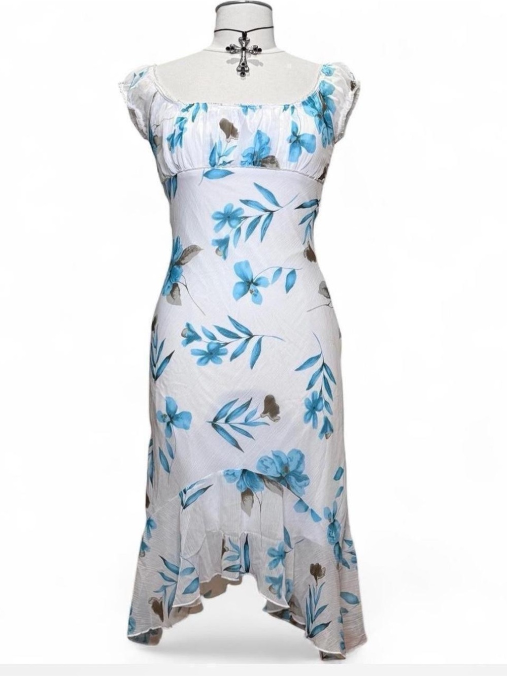 Speechless floral milkmaid blue & white midi dress